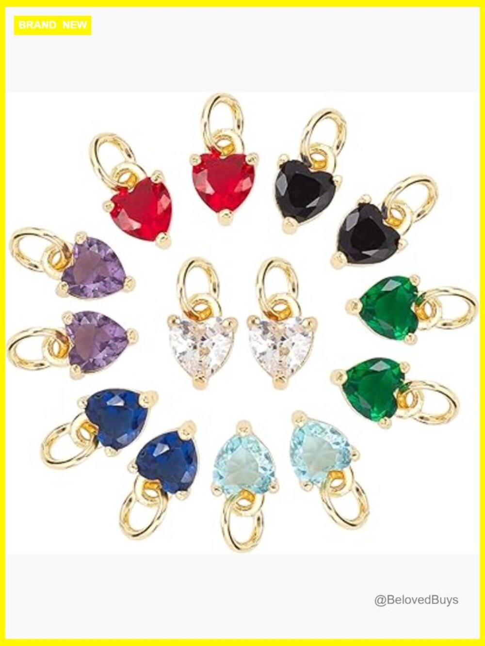 14pcs 18K Gold Plated Heart Charms with CZ Pendants for DIY Jewelry Making